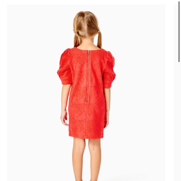 NWT Lilly Pulitzer Girls Mini Knowles Dress in Ruby Red Knit Pucker Jacquard - Picture 2 of 11